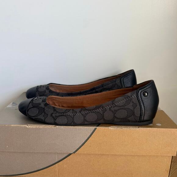 Coach Chelsea Canvas Black Slip On Women Ballet Flats Loafers- SZ 8.5 - Picture 6 of 10